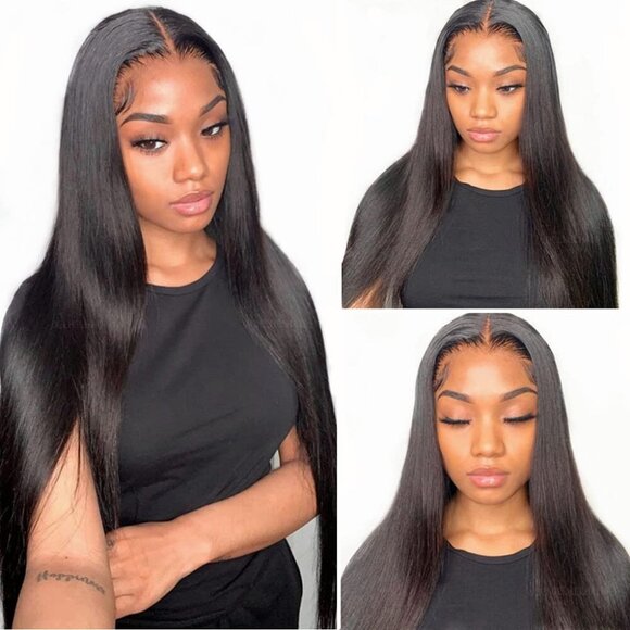 20” Straight Glueless Lace Wig – 100% Brazilian Virgin Human Hair, HD Transparen - Picture 4 of 5